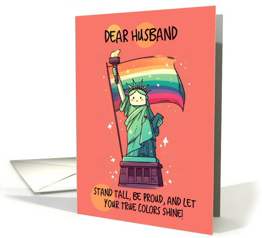 Husband Happy Pride Kawaii Rainbow Lady Liberty card (1842064)