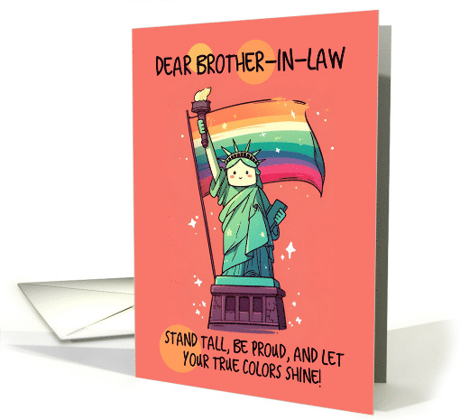 Brother in Law Happy Pride Kawaii Rainbow Lady Liberty card (1842074)