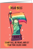 Boss Happy Pride Kawaii Rainbow Lady Liberty card