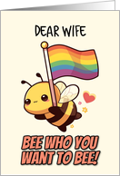Wife Happy Pride Kawaii Bee with Rainbow Flag card