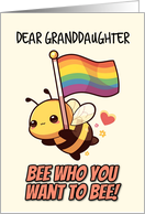 Granddaughter Happy Pride Kawaii Bee with Rainbow Flag card