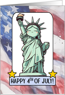 Happy 4th of July Kawaii Lady Liberty card