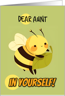 Aunt Encouragement Kawaii Bee with Leaf card