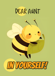 Aunt Encouragement Kawaii Bee with Leaf