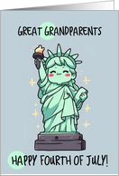 Great Grandparents Happy 4th of July Kawaii Lady Liberty card