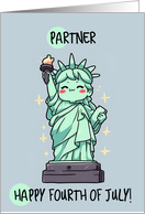 Partner Happy 4th of July Kawaii Lady Liberty card
