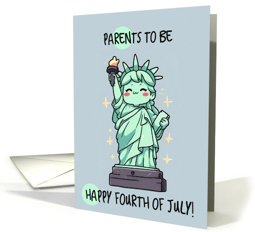 Parents to Be Happy 4th of July Kawaii Lady Liberty card (1842502)