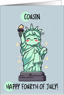 Cousin Happy 4th of July Kawaii Lady Liberty card