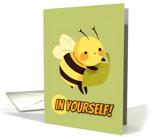 Encouragement Kawaii Bee with Leaf card (1842574)