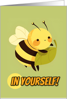 Encouragement Kawaii Bee with Leaf card