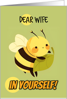 Wife Encouragement Kawaii Bee with Leaf card