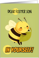 Foster Son Encouragement Kawaii Bee with Leaf card