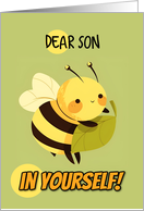 Son Encouragement Kawaii Bee with Leaf card