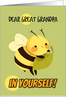 Great Grandpa Encouragement Kawaii Bee with Leaf card