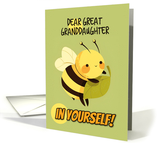 Great Granddaughter Encouragement Kawaii Bee with Leaf card (1842696)