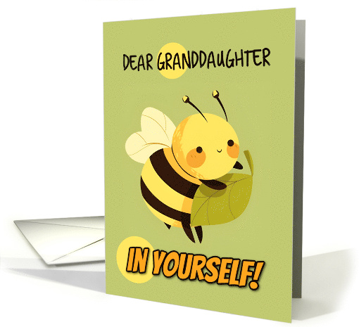Granddaughter Encouragement Kawaii Bee with Leaf card (1842698)