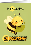 Grandma Encouragement Kawaii Bee with Leaf card
