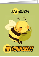 Godson Encouragement Kawaii Bee with Leaf card