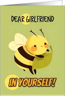 Girlfriend Encouragement Kawaii Bee with Leaf card