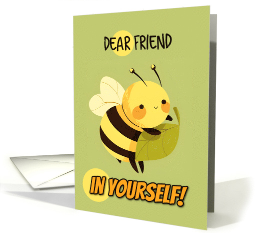 Friend Encouragement Kawaii Bee with Leaf card (1842724)