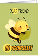 Friend Encouragement Kawaii Bee with Leaf card
