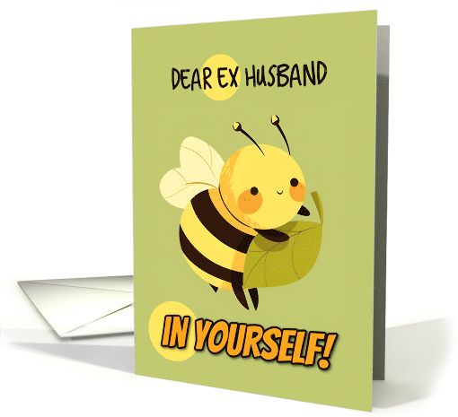 Ex Husband Encouragement Kawaii Bee with Leaf card (1842734)