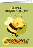 Ex Daughter in Law Encouragement Kawaii Bee with Leaf card