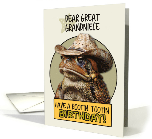 Great Grandniece Happy Birthday Country Cowboy Toad card (1843138)