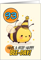 93 Years Old Happy Birthday Kawaii Bee with Birthday Hat card