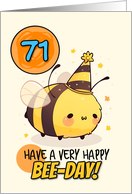 71 Years Old Happy Birthday Kawaii Bee with Birthday Hat card