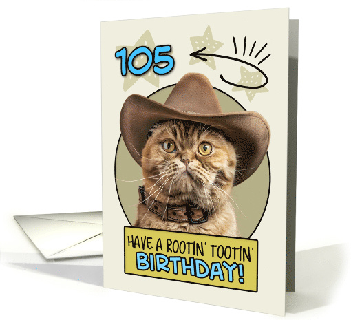 105 Years Old Happy Birthday Cat with Cowboy Hat card (1843782)