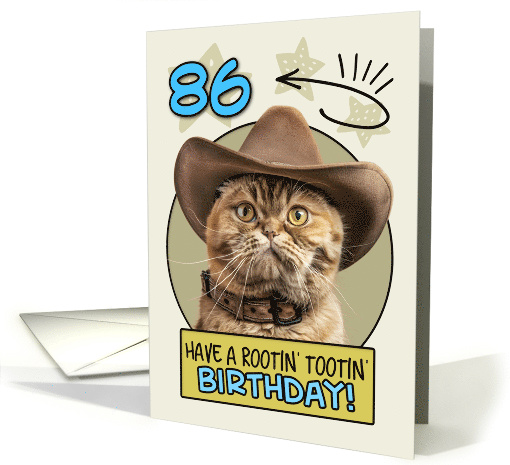 86 Years Old Happy Birthday Cat with Cowboy Hat card (1843868)