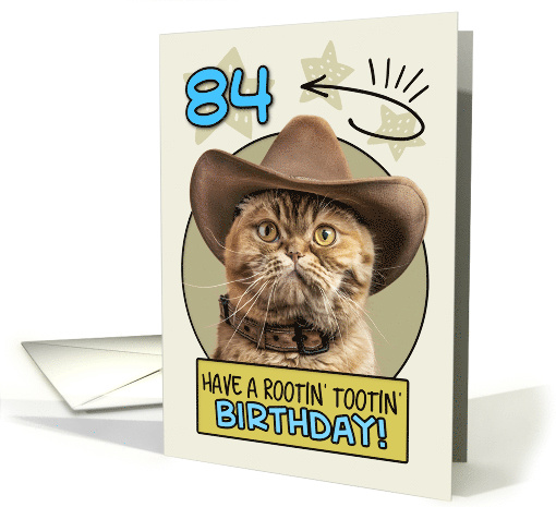 84 Years Old Happy Birthday Cat with Cowboy Hat card (1843872)