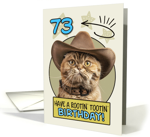 73 Years Old Happy Birthday Cat with Cowboy Hat card (1843894)