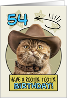 54 Years Old Happy Birthday Cat with Cowboy Hat card