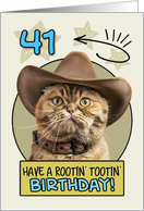 41 Years Old Happy Birthday Cat with Cowboy Hat card