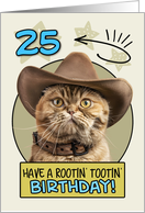 25 Years Old Happy Birthday Cat with Cowboy Hat card