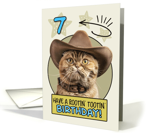 7 Years Old Happy Birthday Cat with Cowboy Hat card (1844128)