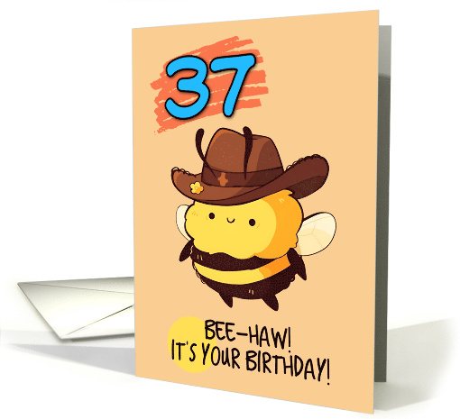 37 Years Old Happy Birthday Kawaii Bee with Cowboy Hat card (1844916)