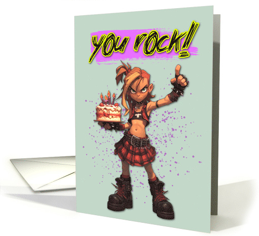 Happy Birthday Punk Rock Chick with Birthday Cake card (1845392)