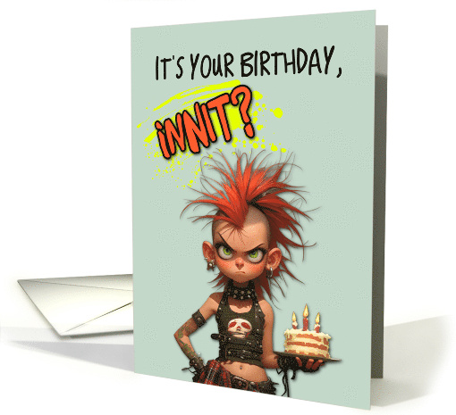 Happy Birthday Punk Rock Chick with Birthday Cake card (1845394)