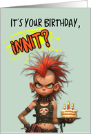 Happy Birthday Punk Rock Chick with Birthday Cake card