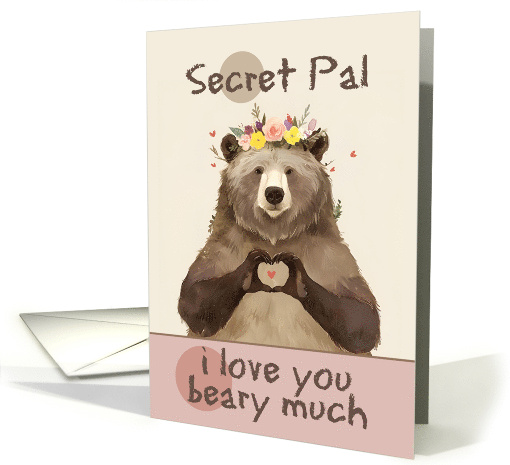 Secret Pal I Love You Beary Much Bear with Flower Crown card (1845490)