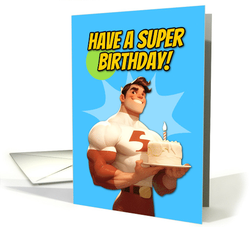 Happy Birthday Super Hero with Birthday Cake card (1845560)