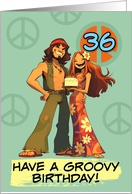 36 Years Old Happy Birthday Flower Power Hippy Couple card