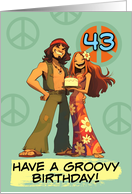 43 Years Old Happy Birthday Flower Power Hippy Couple card