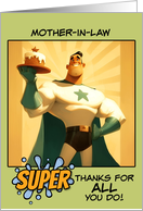 Mother in Law Thank You Super Hero with Cake card