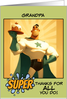 Grandpa Thank You Super Hero with Cake card