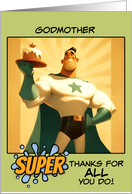 Godmother Thank You Super Hero with Cake card