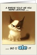 Miss You Cranky Cat with Feather card